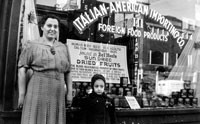 Dora Frasco (left) and Cecilia (Egizii) DiLello Kulavic in front of the Italian-American Importing Co., 111 N. Sixth St., in 1941 or 1942. The building, now known as the Fisher-Latham building, is directly across from the Abraham Lincoln Presidential