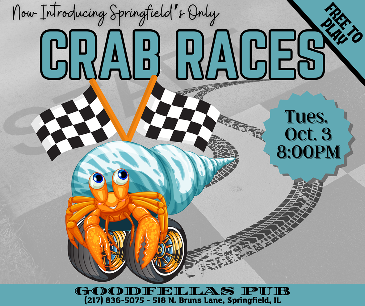 SPRINGFIELD'S ONLY CRAB RACES OCT. 3, 2023 - 8PM