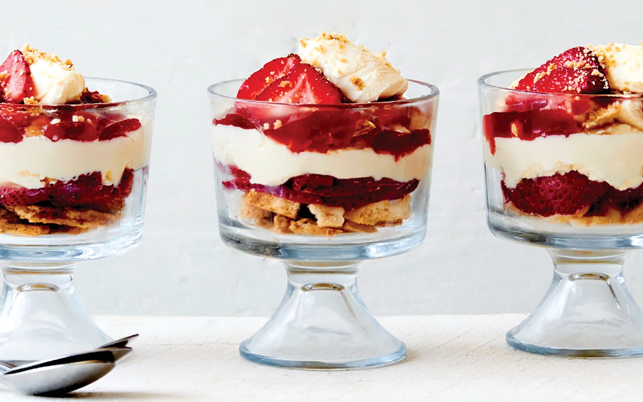 Strawberry-rhubarb trifle for Mother's Day