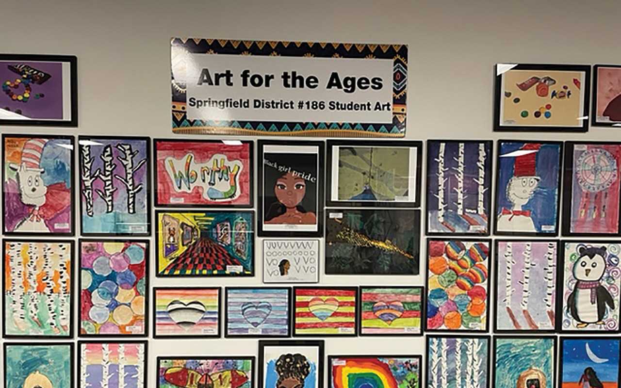 Student art display at museum