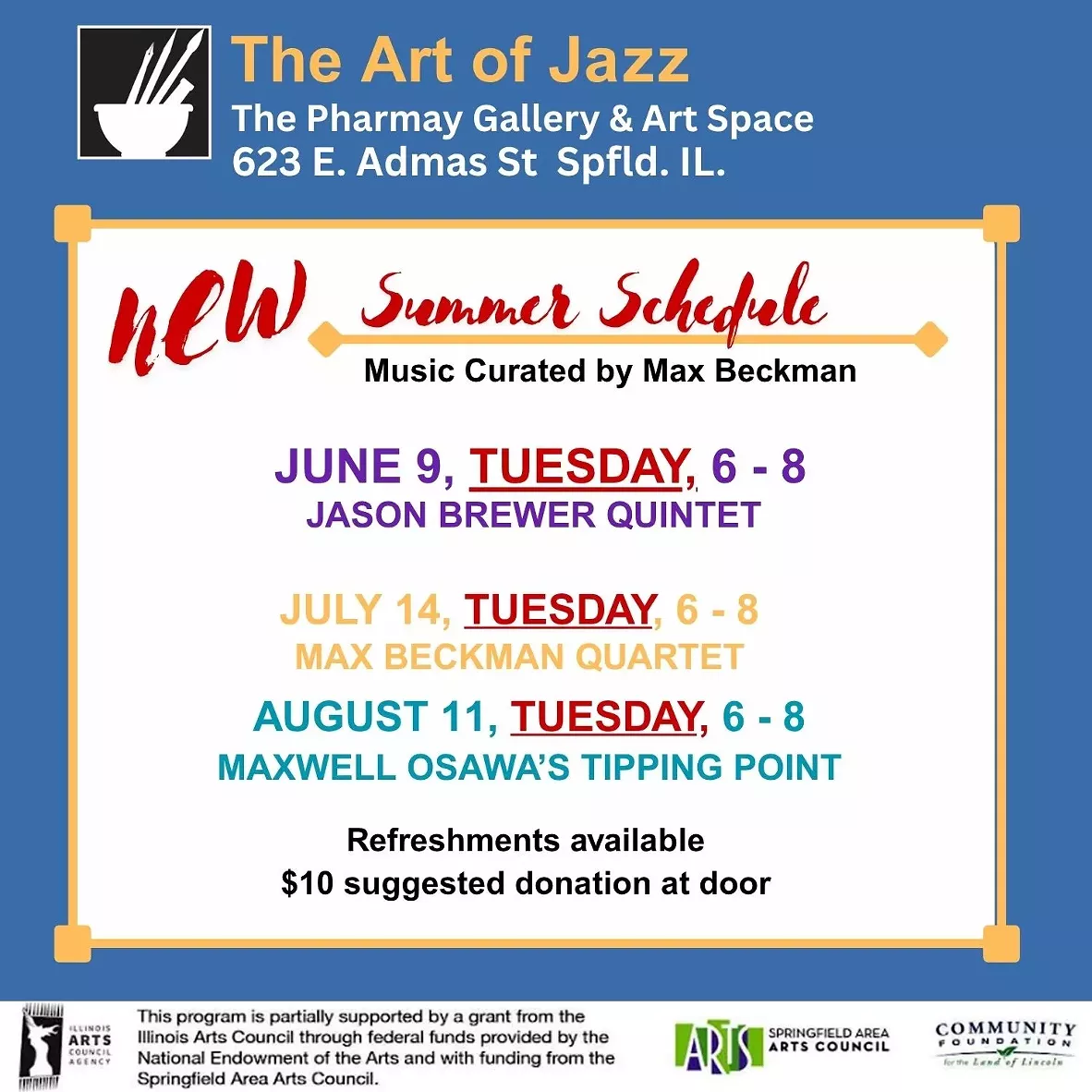 June 2026 The Art of Jazz New Summer Schedule
