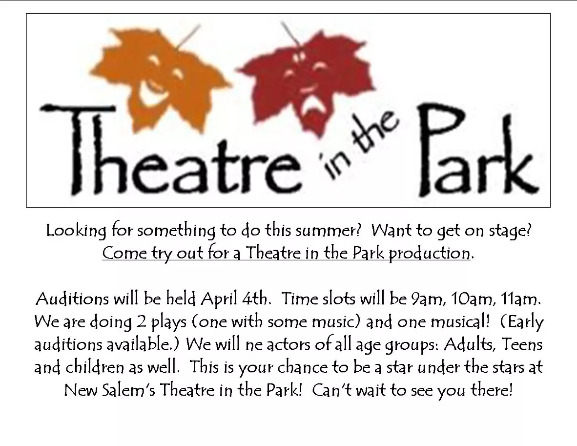 Theatre in the Park AUDITIONS!!!